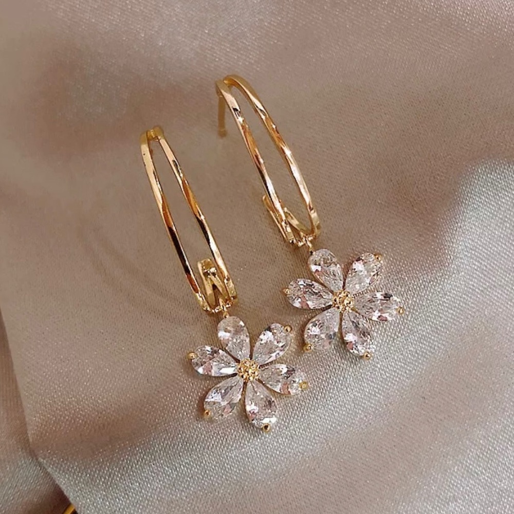 Crystal Flower Dangle Earrings